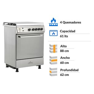 Cocina A Gas Ursus Trotter UT EURO60 PR / 4 Quemadores